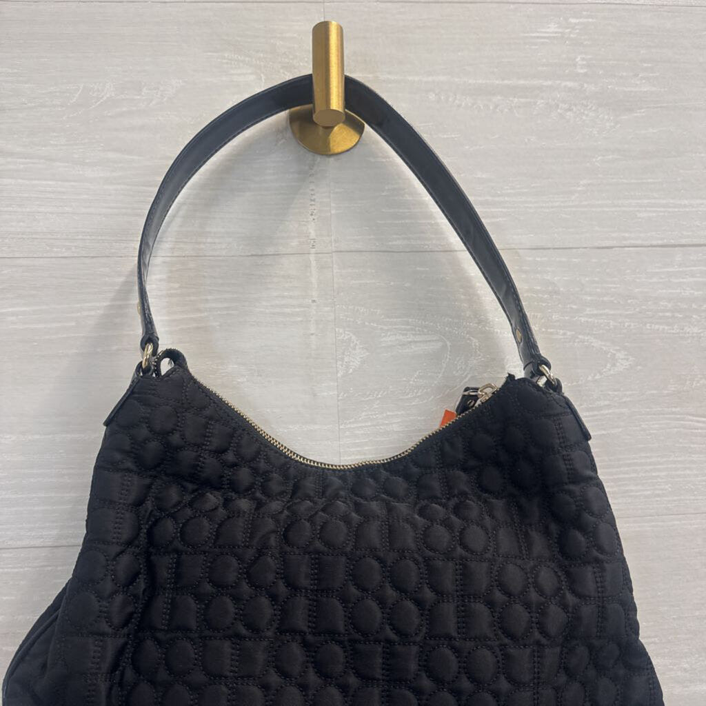 Kate Spade Black Quilted Noel Monogram Pattern Purse