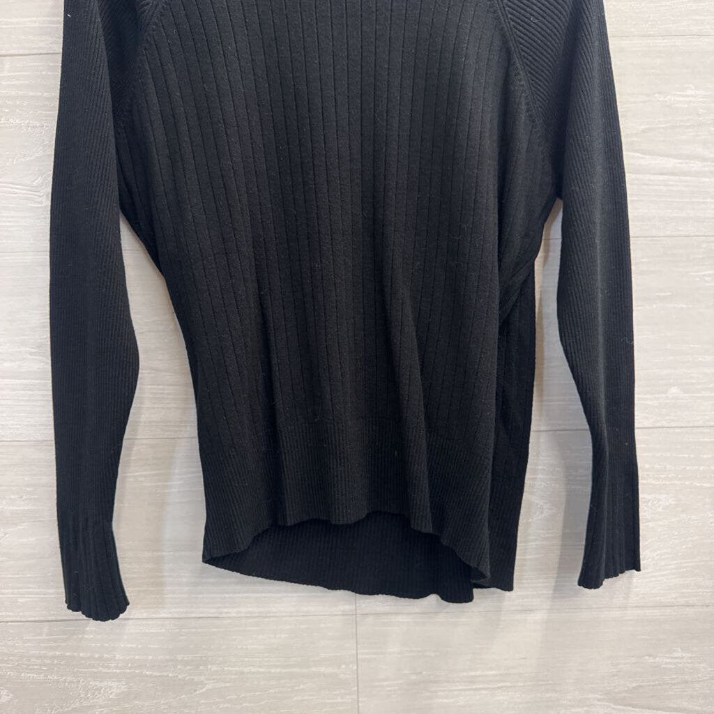 B Moss Black Knit V Neck Long Sleeve Top Large