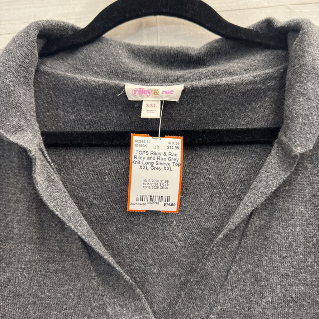 Riley and Rae Grey Knit Long Sleeve Top XXL