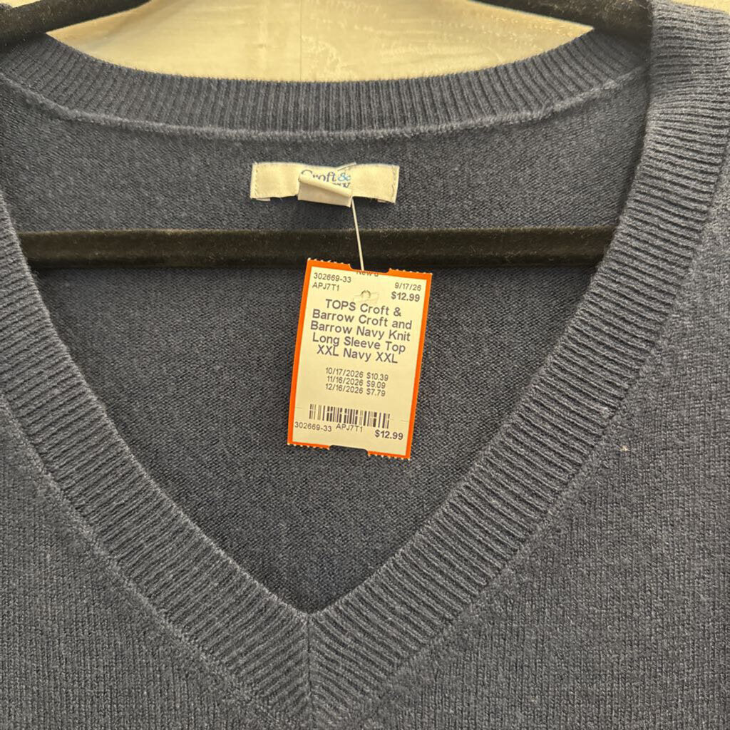 Croft and Barrow Navy Knit Long Sleeve Top XXL