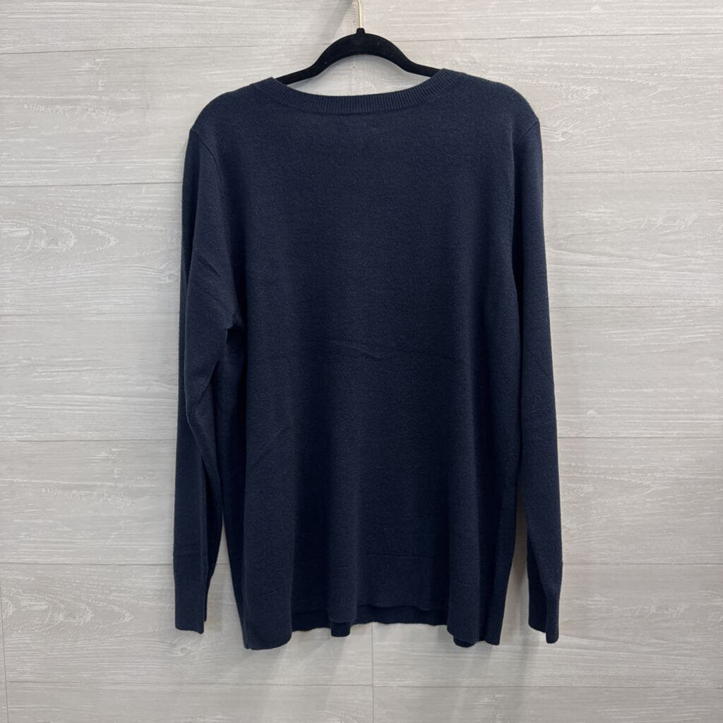 Croft and Barrow Navy Knit Long Sleeve Top XXL