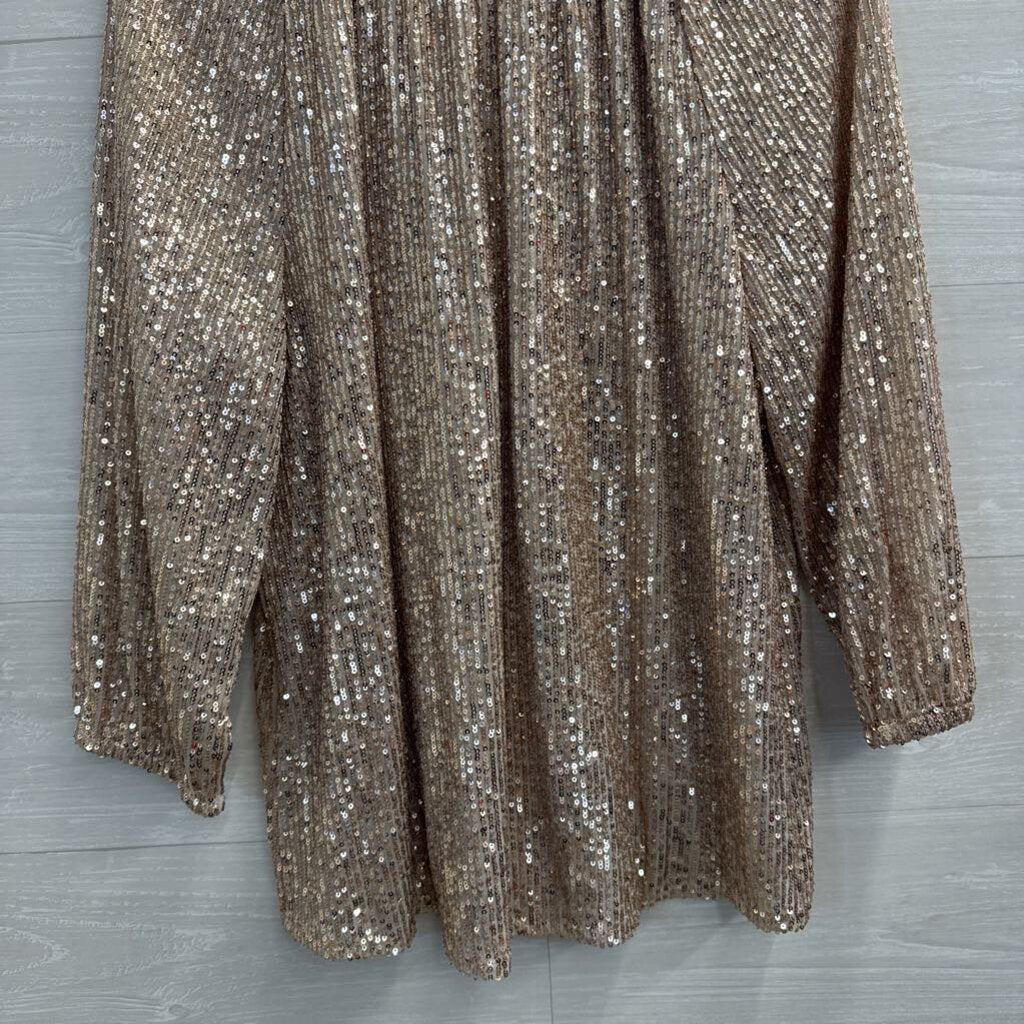 Crown and Ivy Rose Gold Sequin Long Sleeve Top Extra Large