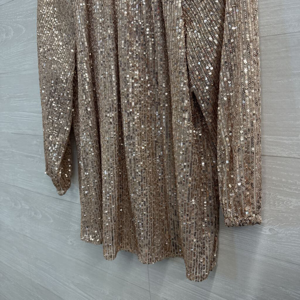 Crown and Ivy Rose Gold Sequin Long Sleeve Top Extra Large