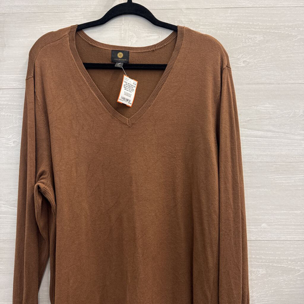 JM Collection Brown Knit Long Sleeve Top XXL
