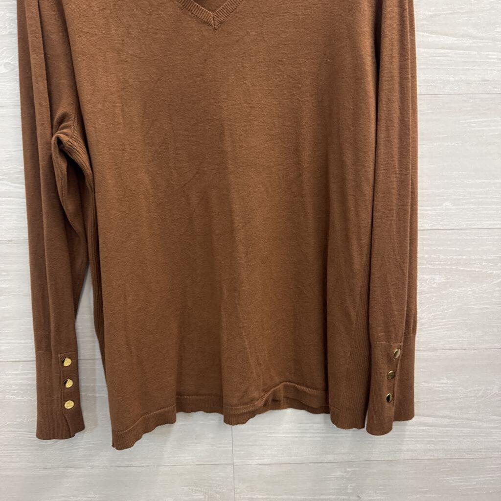 JM Collection Brown Knit Long Sleeve Top XXL