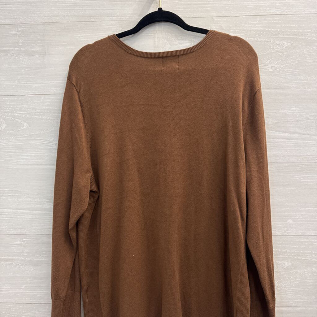 JM Collection Brown Knit Long Sleeve Top XXL