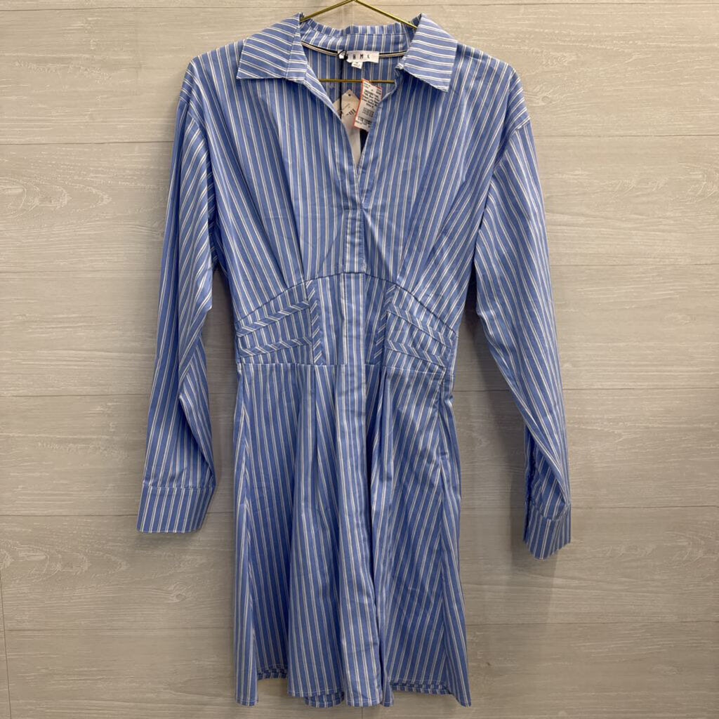 THML Blue/ White Striped Long Sleeve Dress Medium