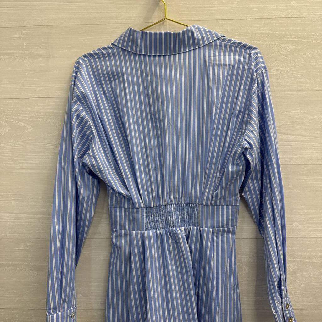 THML Blue/ White Striped Long Sleeve Dress Medium