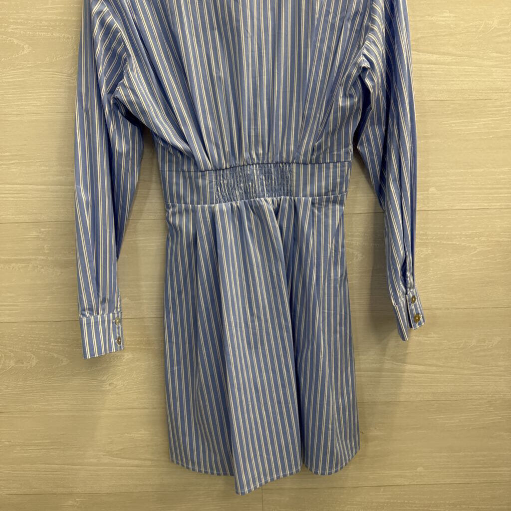 THML Blue/ White Striped Long Sleeve Dress Medium