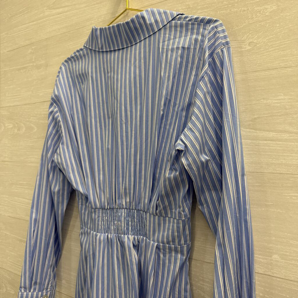 THML Blue/ White Striped Long Sleeve Dress Medium