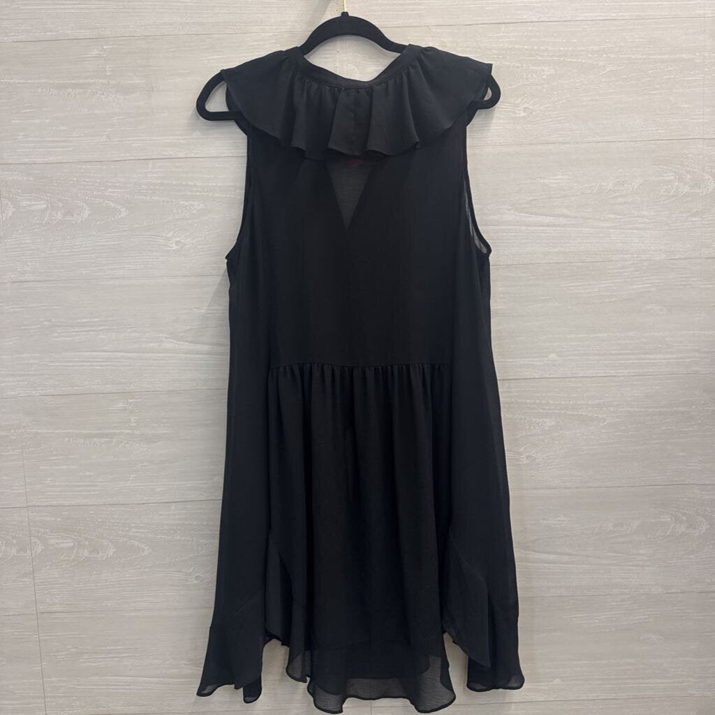Akemi and Kin Black Unlined Button Front Sleeveless Tunic Top Large