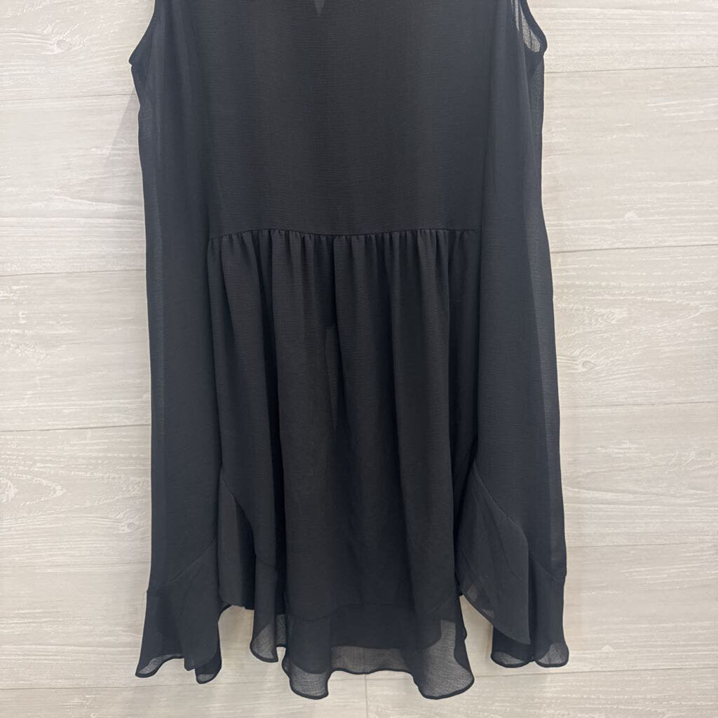 Akemi and Kin Black Unlined Button Front Sleeveless Tunic Top Large
