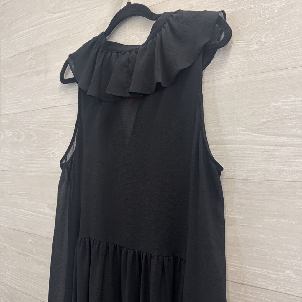 Akemi and Kin Black Unlined Button Front Sleeveless Tunic Top Large
