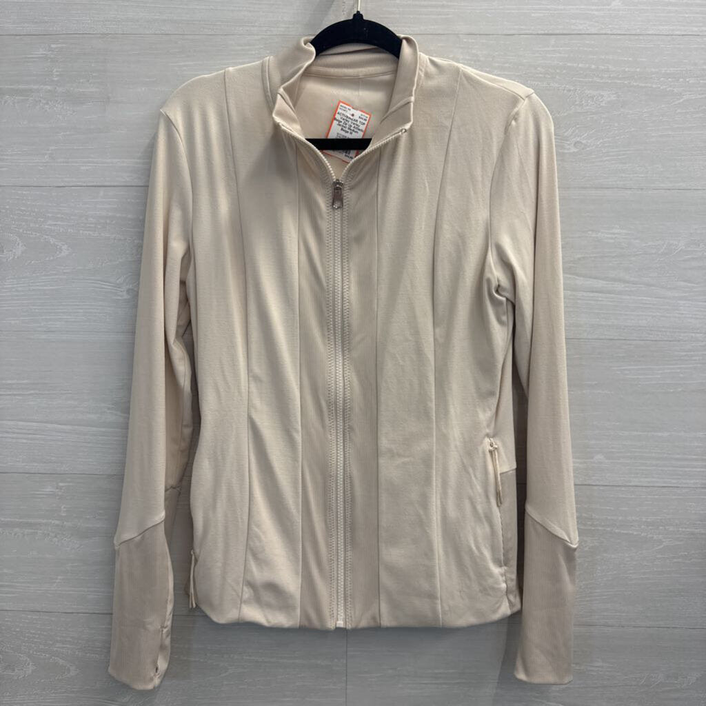 Varley Beige Zip Up Athletic Jacket Medium
