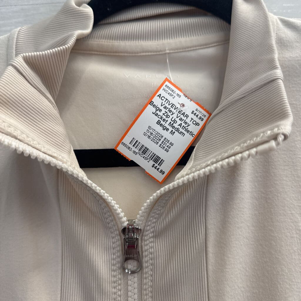 Varley Beige Zip Up Athletic Jacket Medium