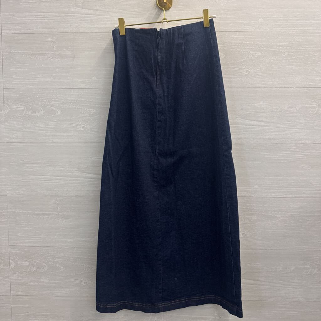 Vintage GDS Goddess Dark Wash Lace Up Detail Midi Skirt Medium