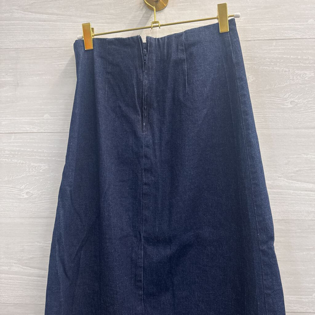 Vintage GDS Goddess Dark Wash Lace Up Detail Midi Skirt Medium