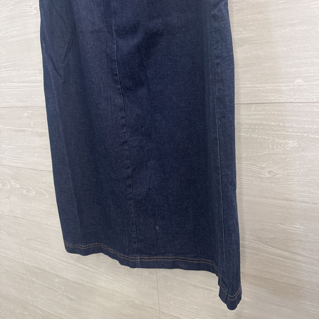 Vintage GDS Goddess Dark Wash Lace Up Detail Midi Skirt Medium
