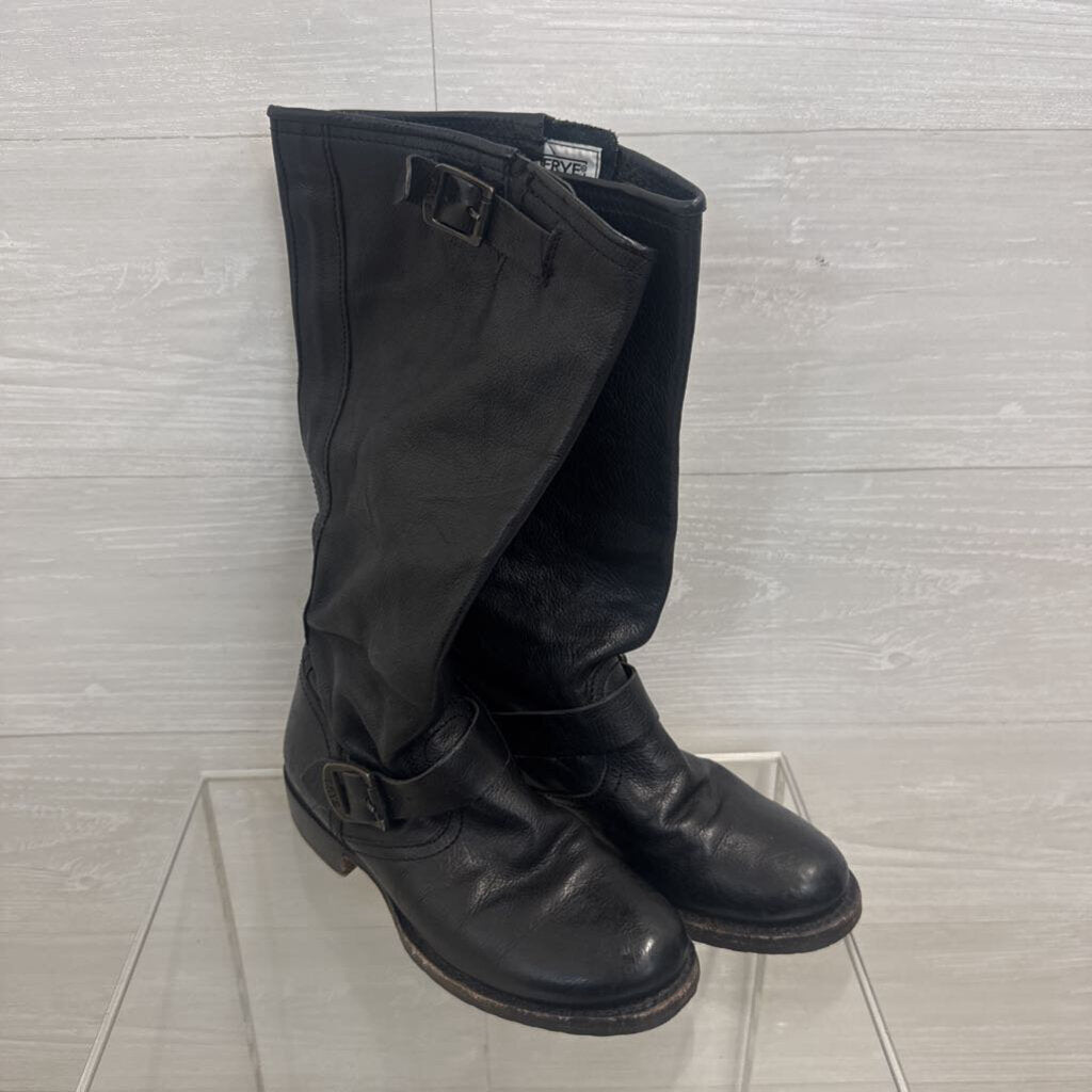 Frye Black Leather Veronica Slouch Boots