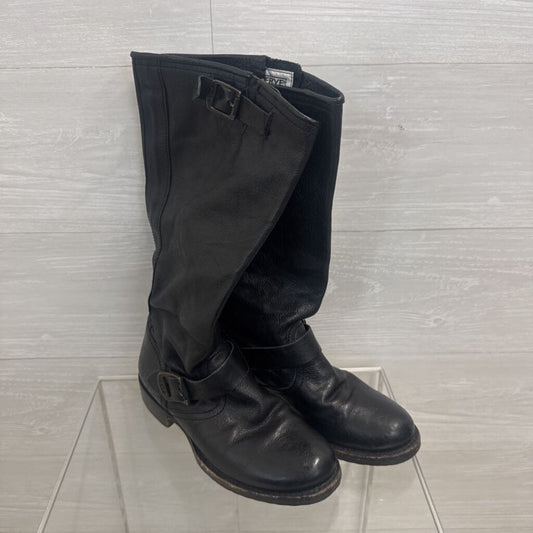 Frye Black Leather Veronica Slouch Boots