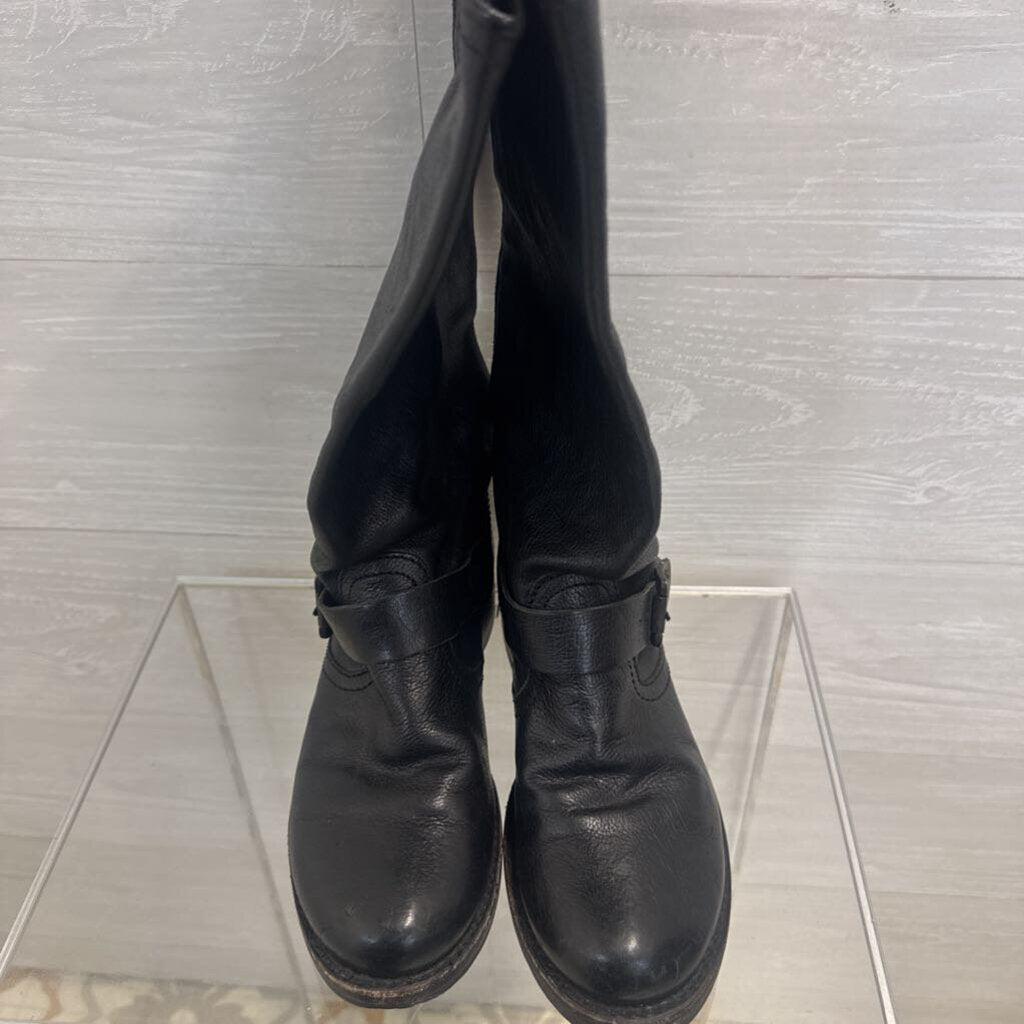 Frye Black Leather Veronica Slouch Boots