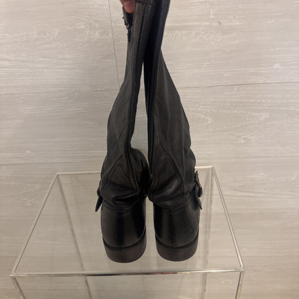 Frye Black Leather Veronica Slouch Boots