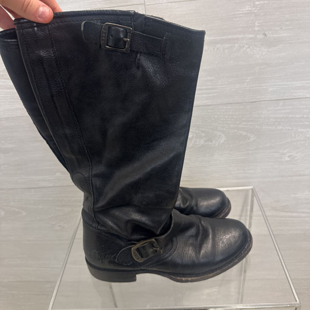 Frye Black Leather Veronica Slouch Boots