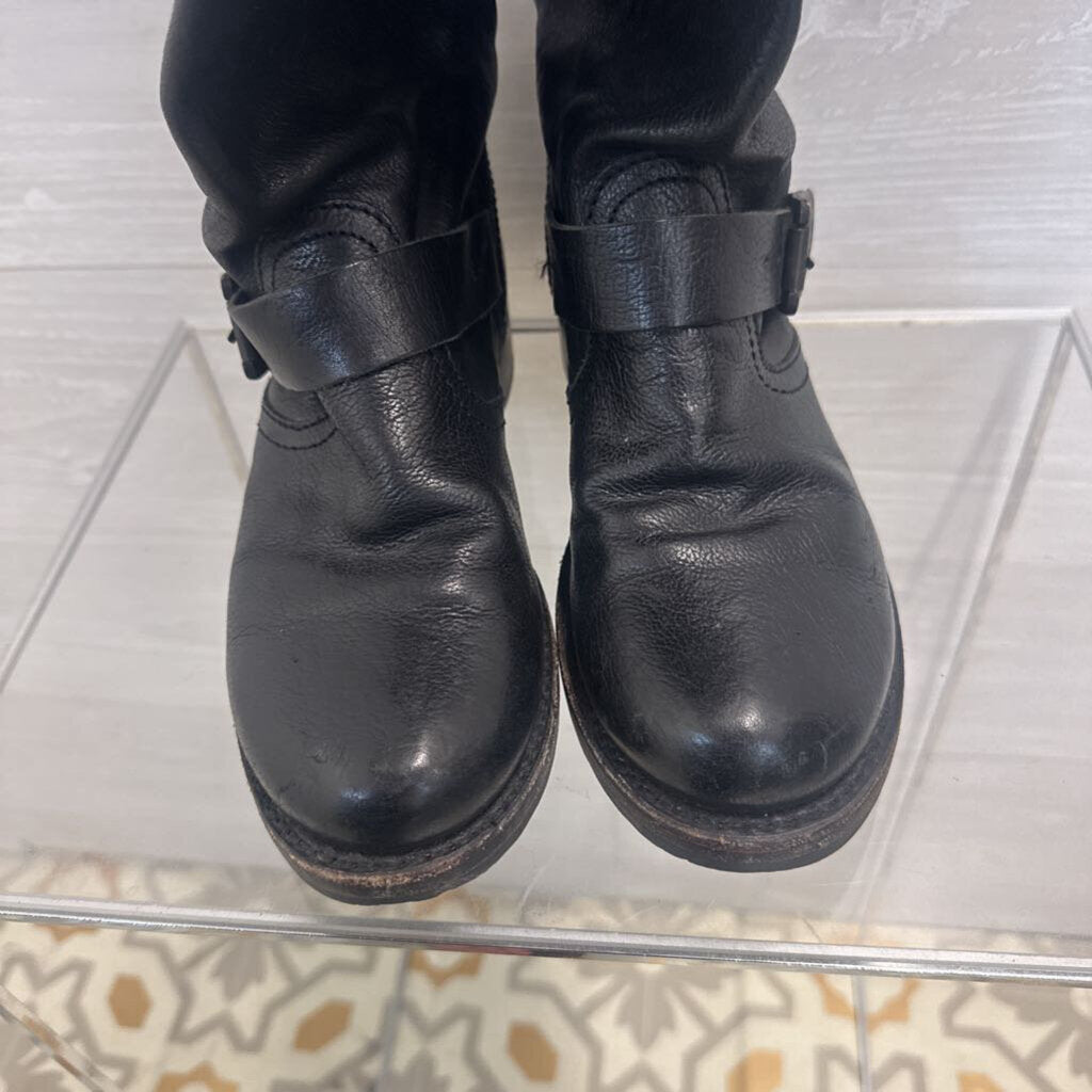 Frye Black Leather Veronica Slouch Boots