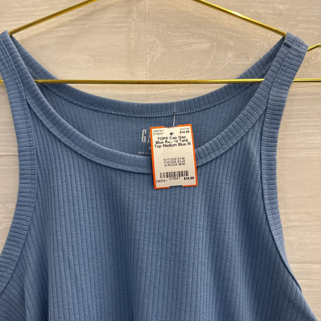Gap Blue Ribbed Tank Top Medium