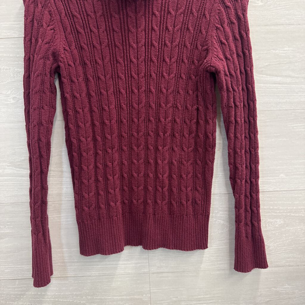 St Johns Bay Purple Cable Knit Turtleneck Sweater Small