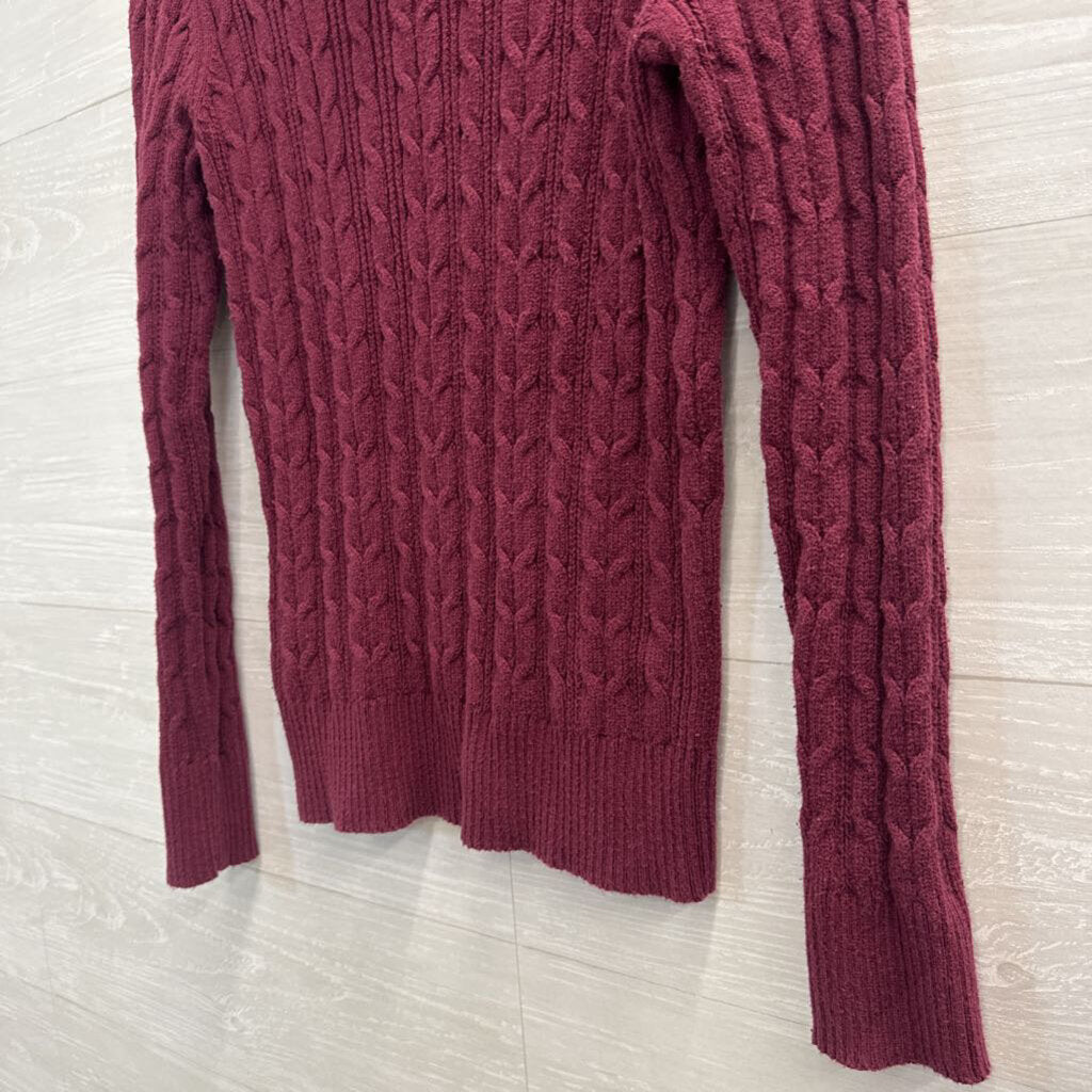 St Johns Bay Purple Cable Knit Turtleneck Sweater Small