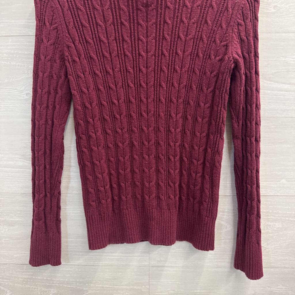 St Johns Bay Purple Cable Knit Turtleneck Sweater Small