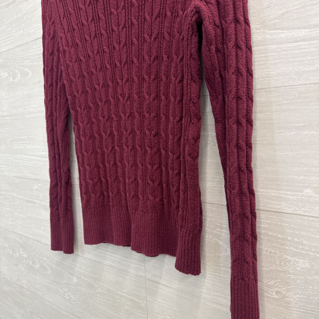 St Johns Bay Purple Cable Knit Turtleneck Sweater Small