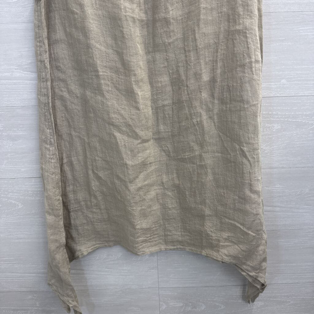 Match Point Beige 100% Mesh Linen Sleeveless Dress Large