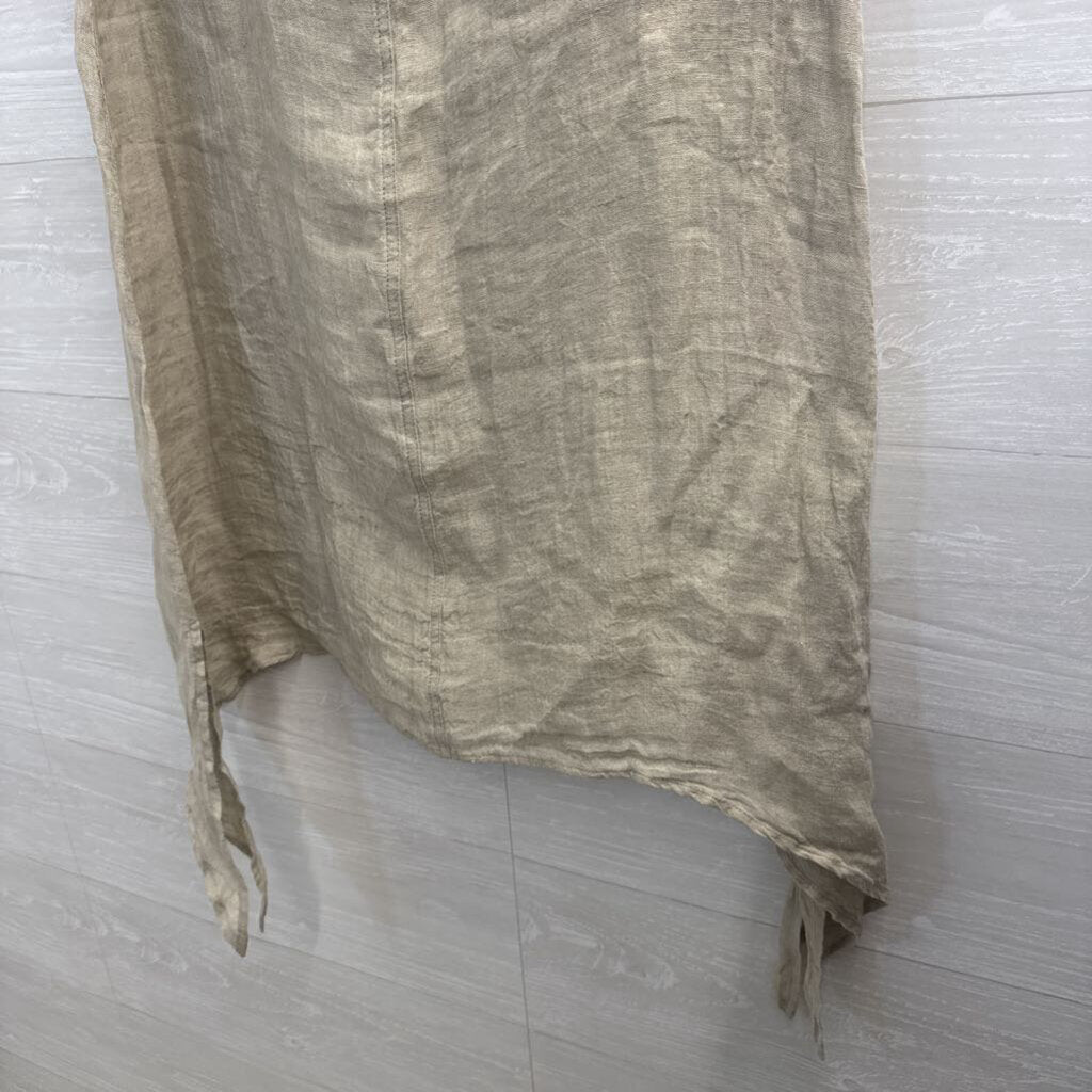 Match Point Beige 100% Mesh Linen Sleeveless Dress Large