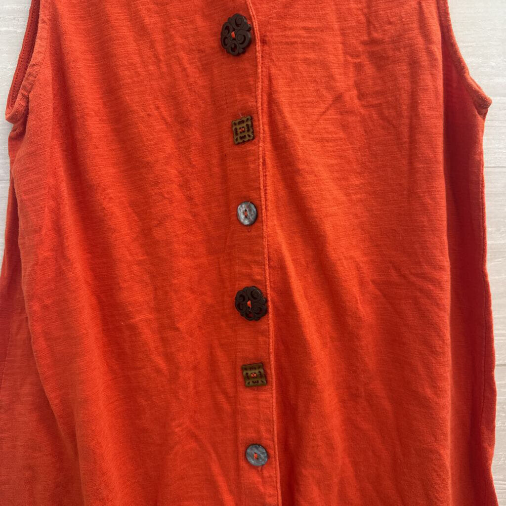 Passports Orange Sleeveless Button Front Top Medium