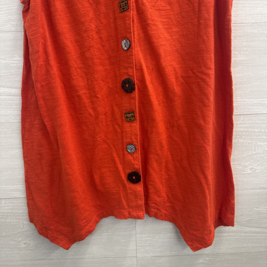 Passports Orange Sleeveless Button Front Top Medium