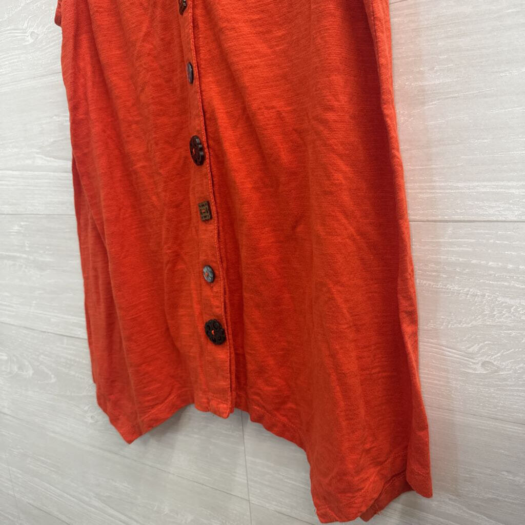 Passports Orange Sleeveless Button Front Top Medium