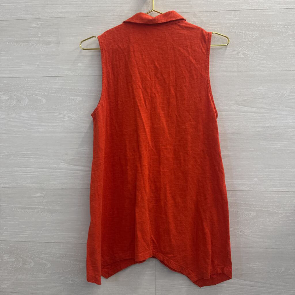 Passports Orange Sleeveless Button Front Top Medium