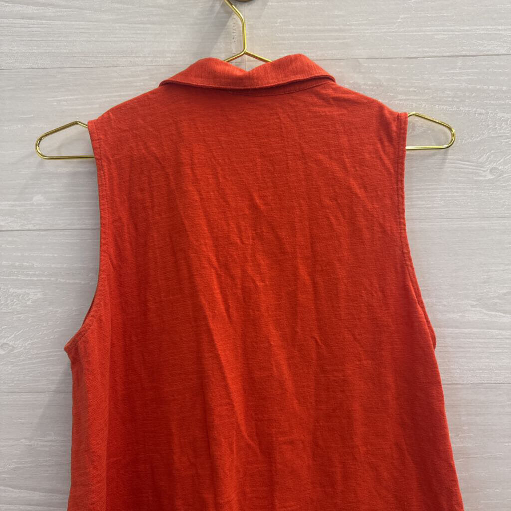 Passports Orange Sleeveless Button Front Top Medium