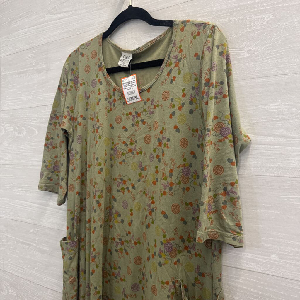 CMC Green/ Multi Print Long Sleeve Dress Small