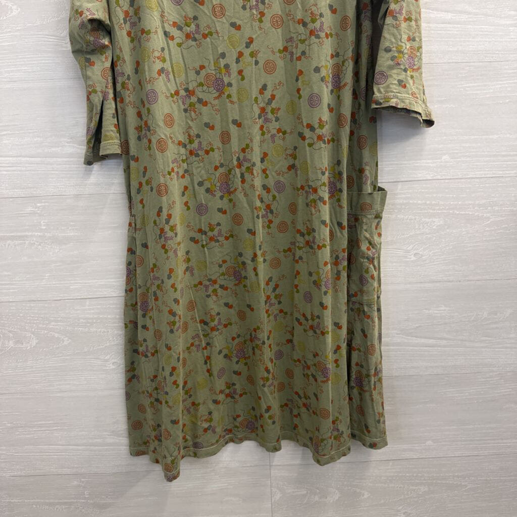 CMC Green/ Multi Print Long Sleeve Dress Small