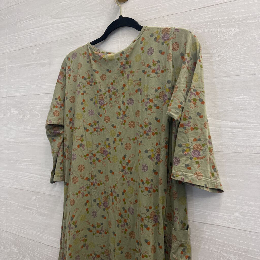 CMC Green/ Multi Print Long Sleeve Dress Small