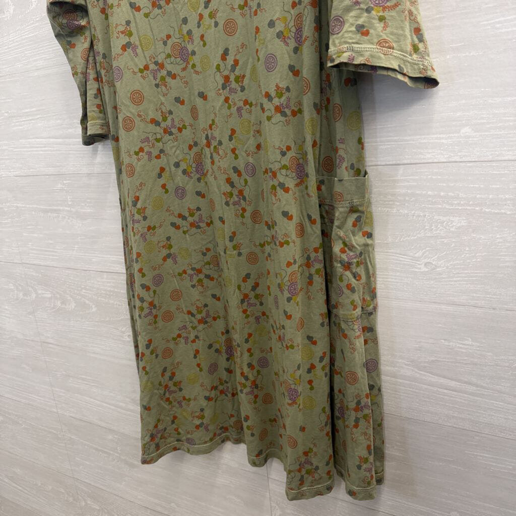 CMC Green/ Multi Print Long Sleeve Dress Small