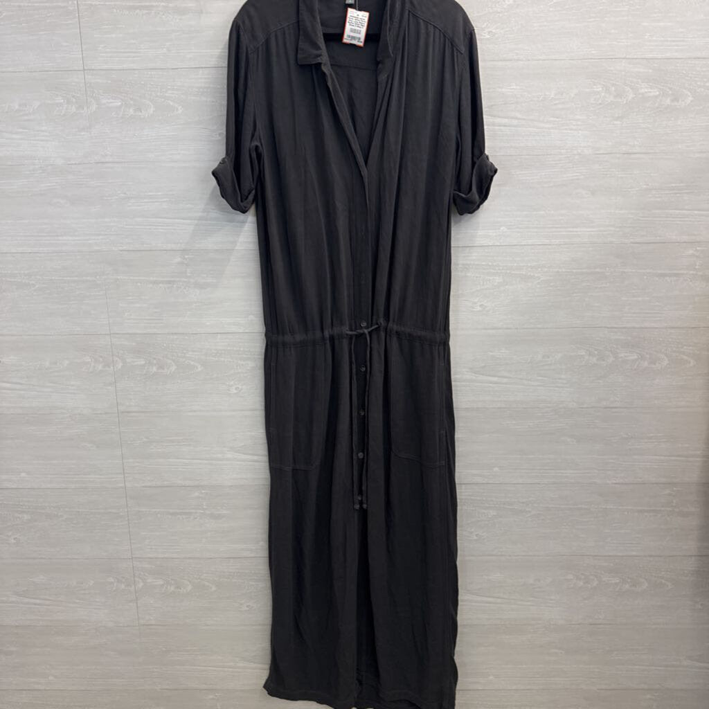 James Perse Grey Long Sleeve Button Down Maxi Dress 3