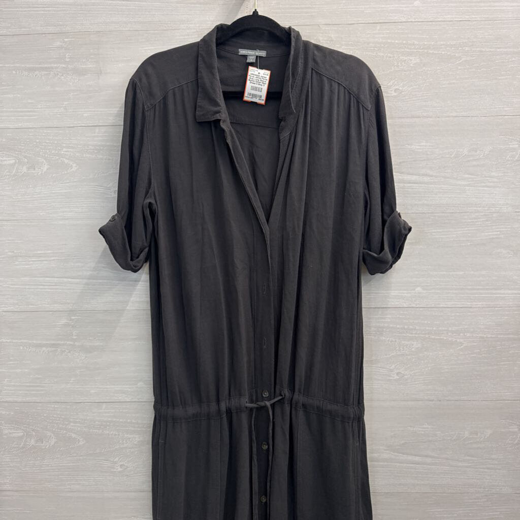 James Perse Grey Long Sleeve Button Down Maxi Dress 3
