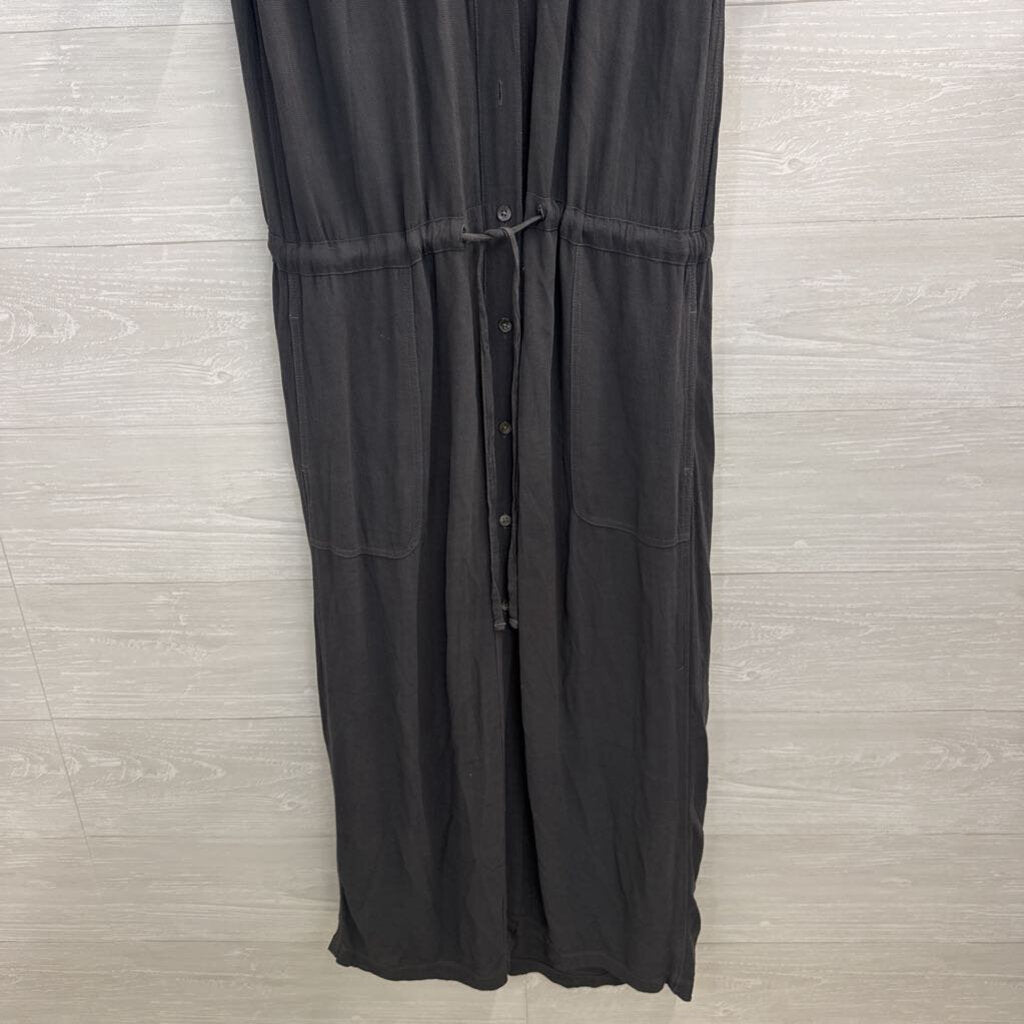 James Perse Grey Long Sleeve Button Down Maxi Dress 3