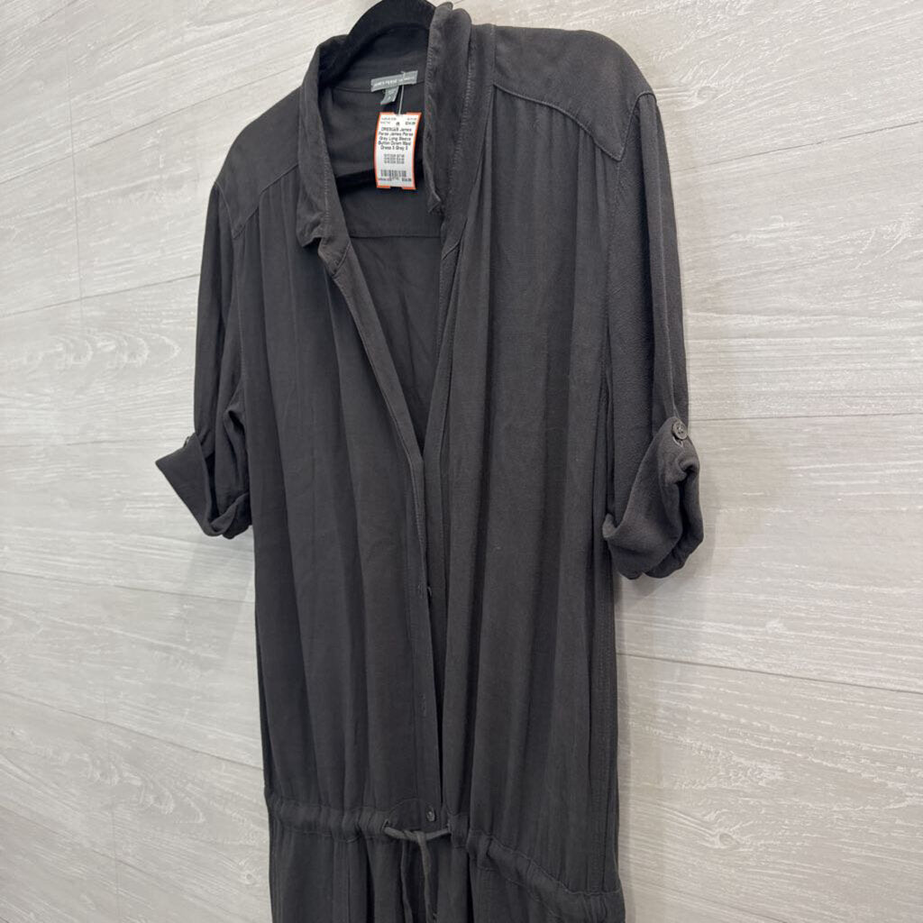 James Perse Grey Long Sleeve Button Down Maxi Dress 3