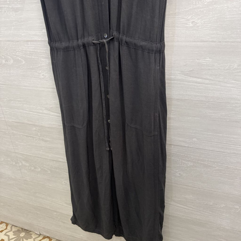James Perse Grey Long Sleeve Button Down Maxi Dress 3