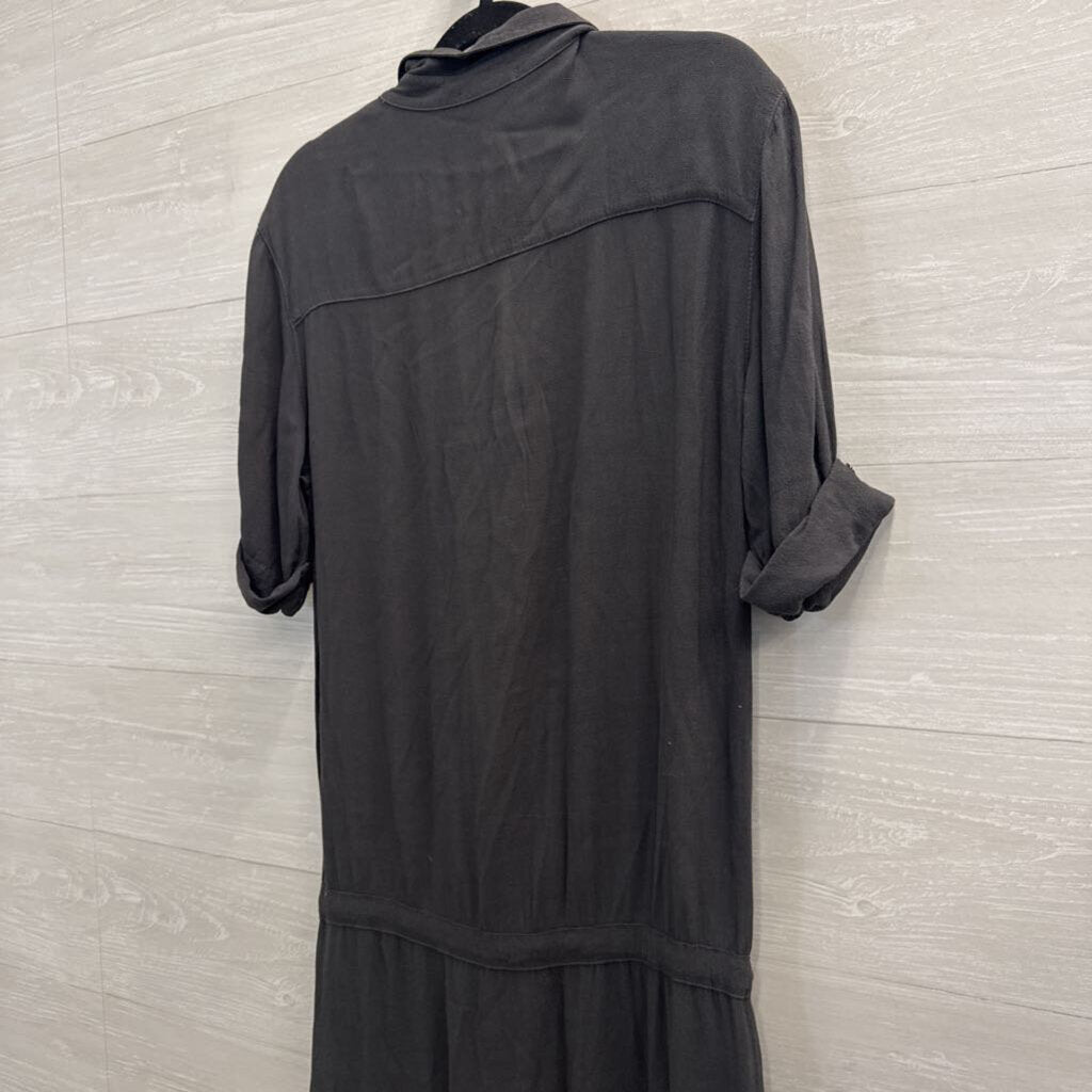 James Perse Grey Long Sleeve Button Down Maxi Dress 3